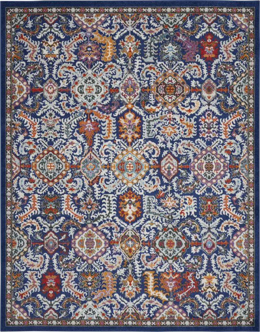 Blue and Gold Intricate Area Rug Photo 1