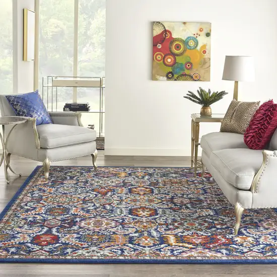 Blue And Ivory Oriental Area Rug Photo 5