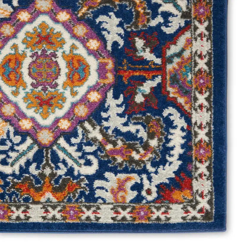 Blue And Ivory Oriental Area Rug Photo 4