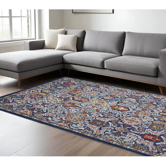 Blue And Ivory Oriental Area Rug Photo 2