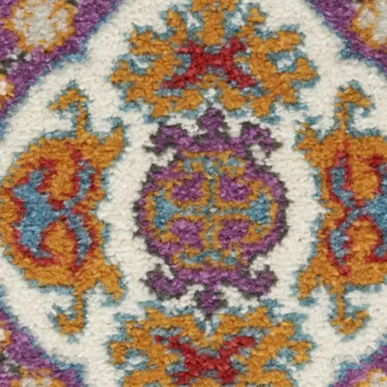 8' Blue And Ivory Oriental Runner Rug Photo 7