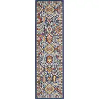 Photo of Blue and Gold Intricate Runner Rug