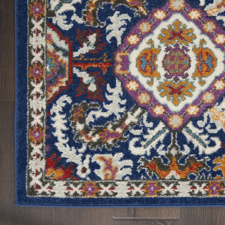 Blue and Gold Intricate Scatter Rug Photo 4