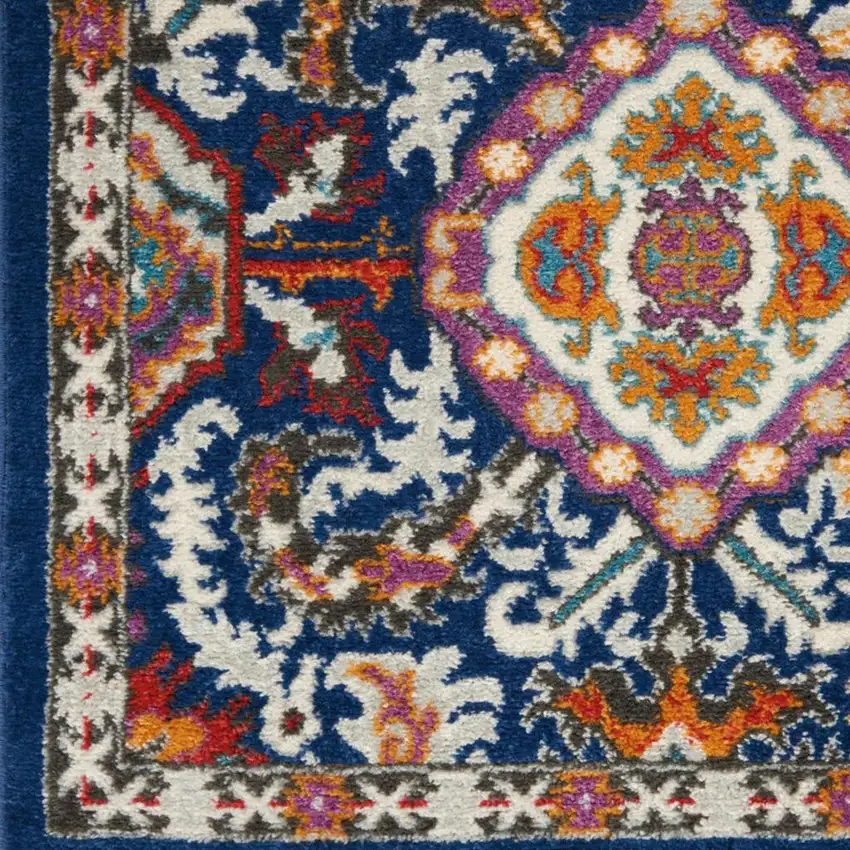 Blue And Ivory Oriental Area Rug Photo 4