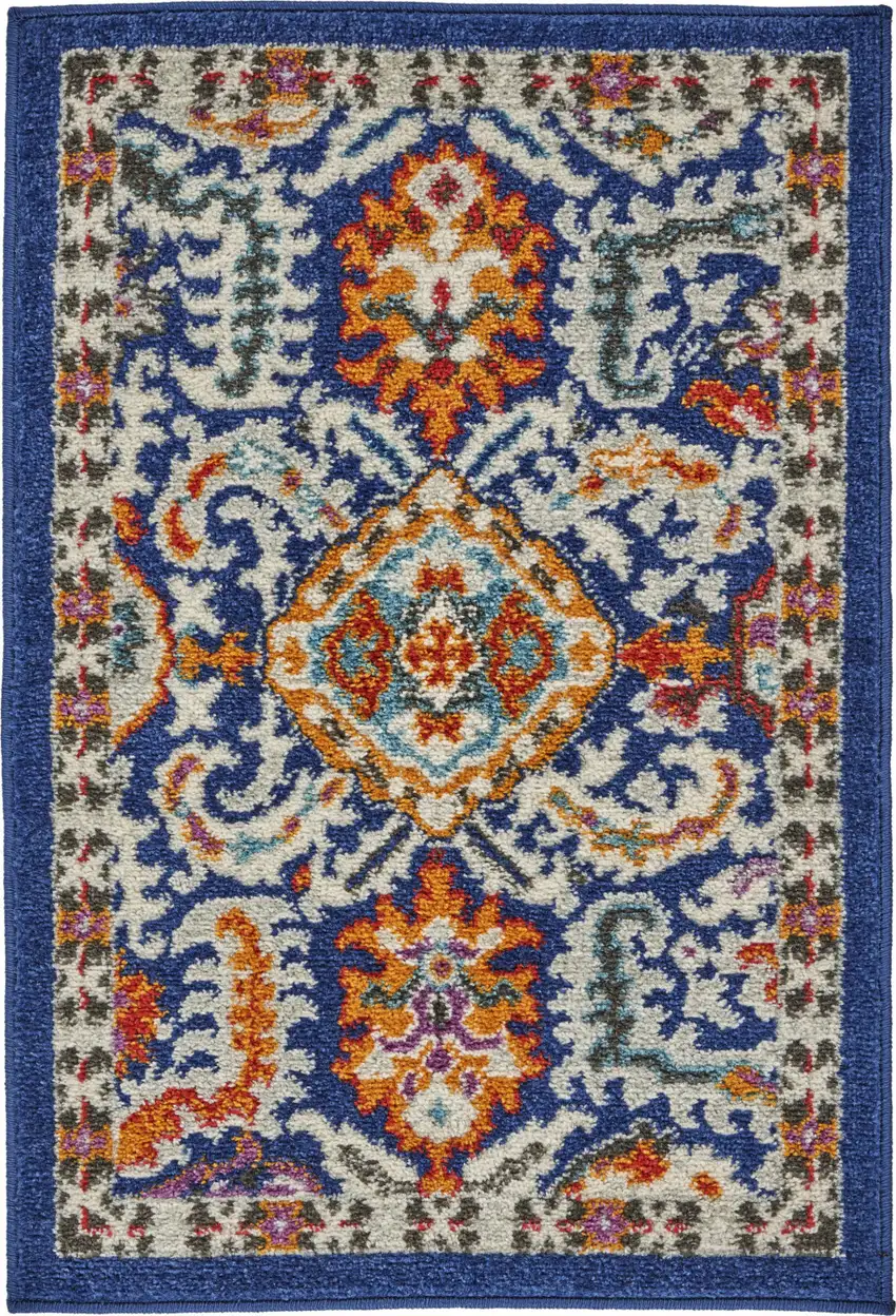 Blue And Ivory Oriental Area Rug Photo 7