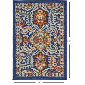 Photo of Blue and Gold Intricate Scatter Rug