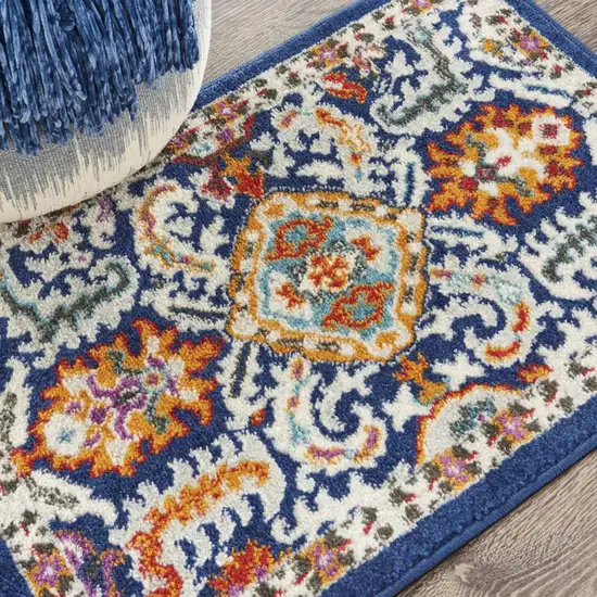 Blue And Ivory Oriental Area Rug Photo 9