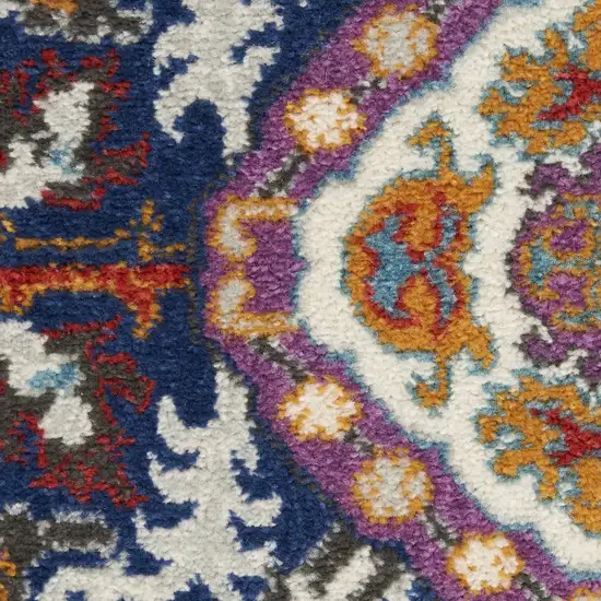 Blue And Ivory Oriental Area Rug Photo 7