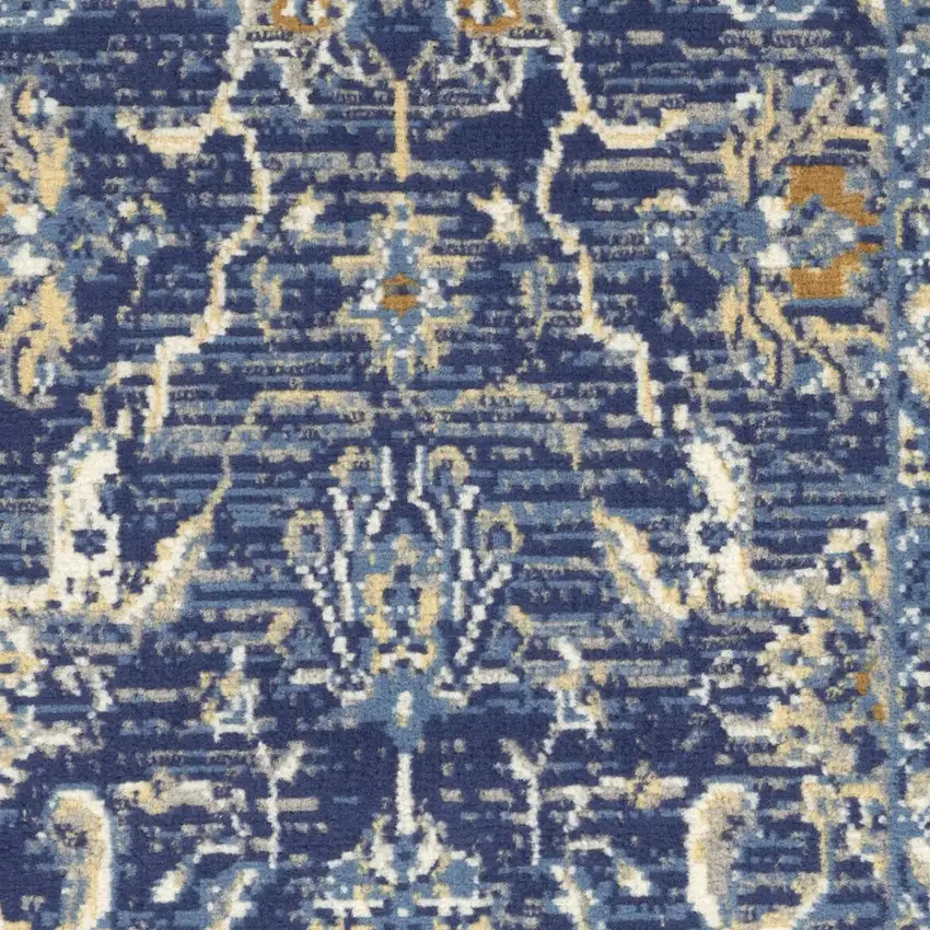 Blue and Gold Oriental Power Loom Area Rug Photo 8