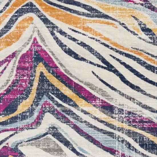 Blue and Gold Zebra Pattern Area Rug Photo 6
