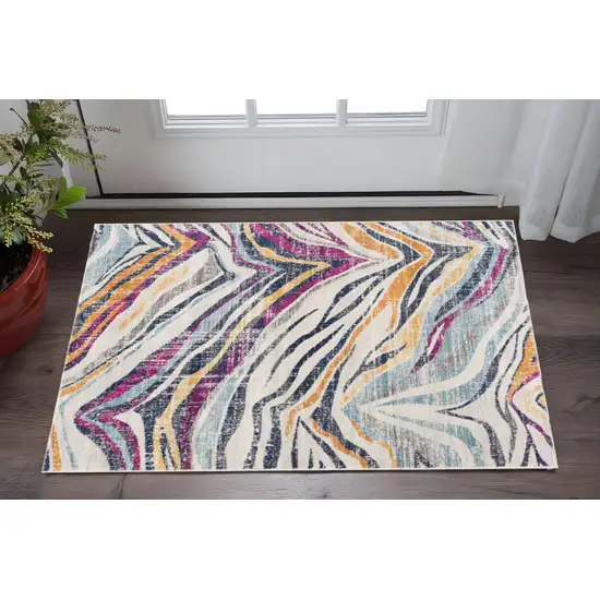 Blue and Gold Abstract Area Rug Photo 1