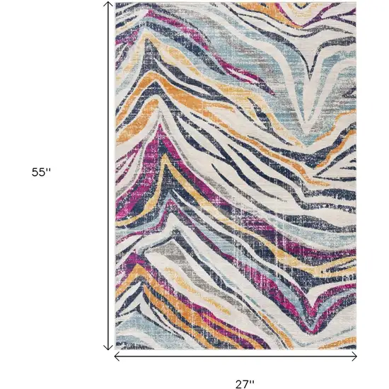 Blue and Gold Abstract Area Rug Photo 3