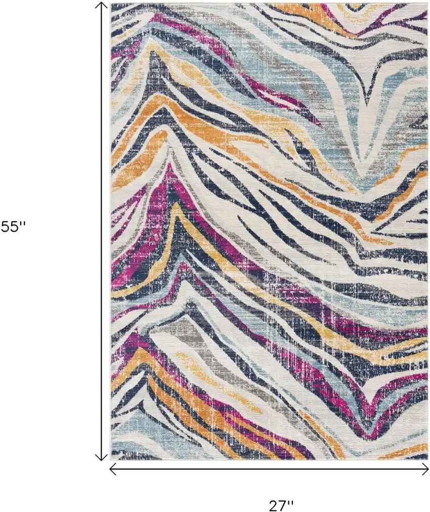 Blue and Gold Abstract Area Rug Photo 3