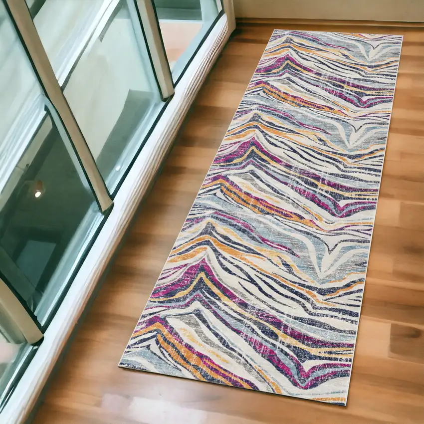 Blue And Gold Camouflage Dhurrie Area Rug Photo 1