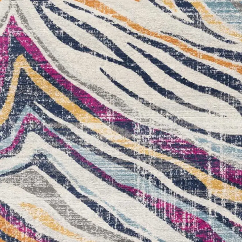 Blue and Gold Zebra Pattern Area Rug Photo 6