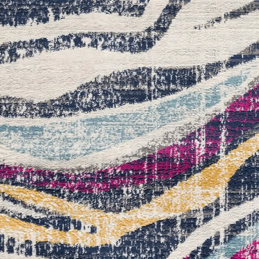 Blue and Gold Abstract Area Rug Photo 3