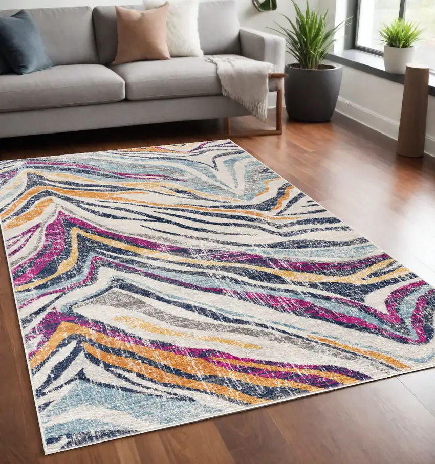 Teal Blue Camouflage Dhurrie Area Rug Photo 1