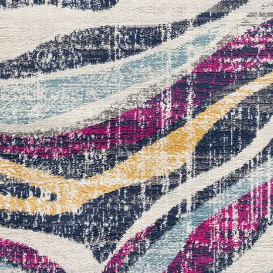 Blue and Gold Abstract Area Rug Photo 3