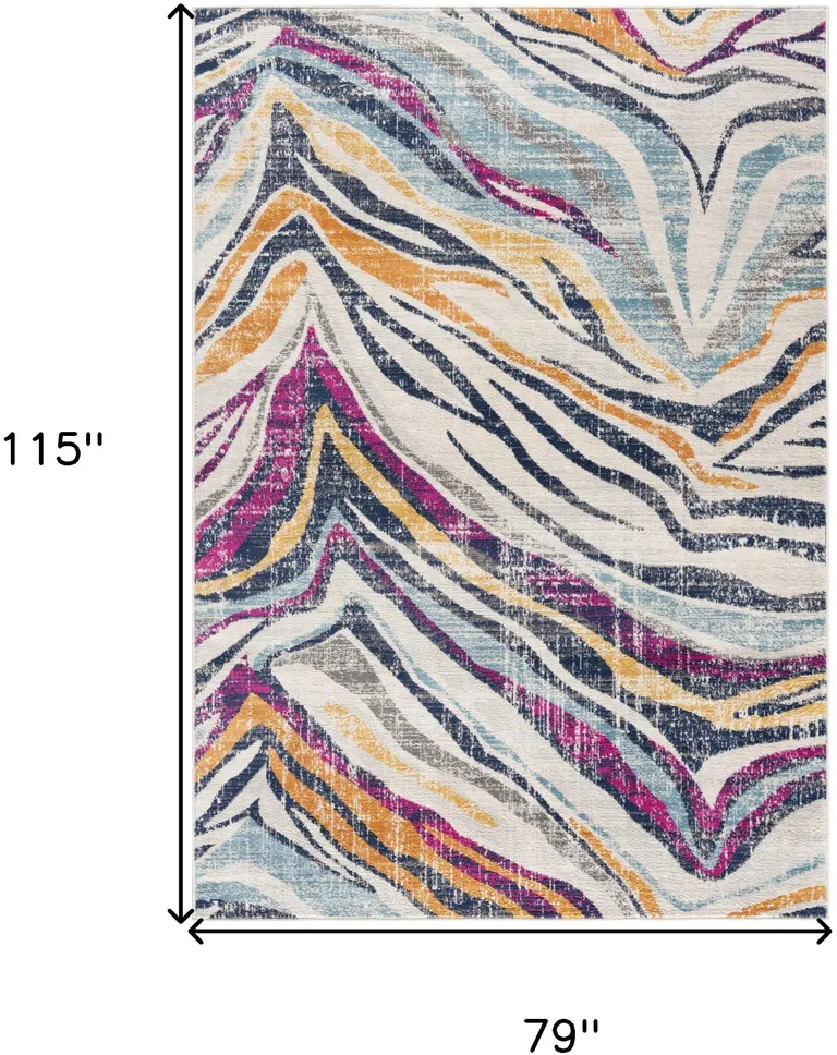 Blue and Gold Zebra Pattern Area Rug Photo 1