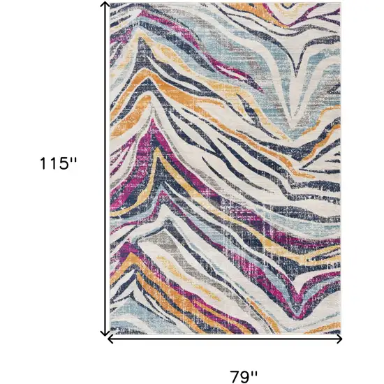 Blue and Gold Zebra Pattern Area Rug Photo 1
