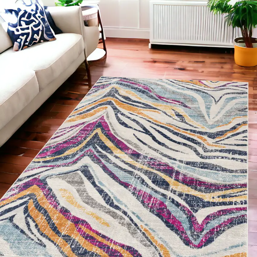 Blue And Gold Camouflage Dhurrie Area Rug Photo 1