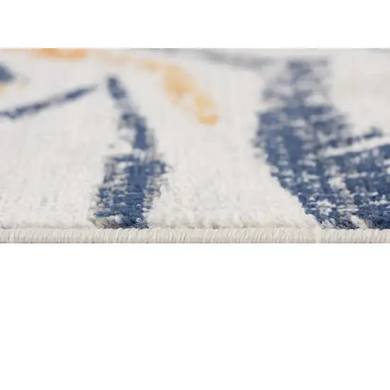 Blue and Gold Abstract Area Rug Photo 4