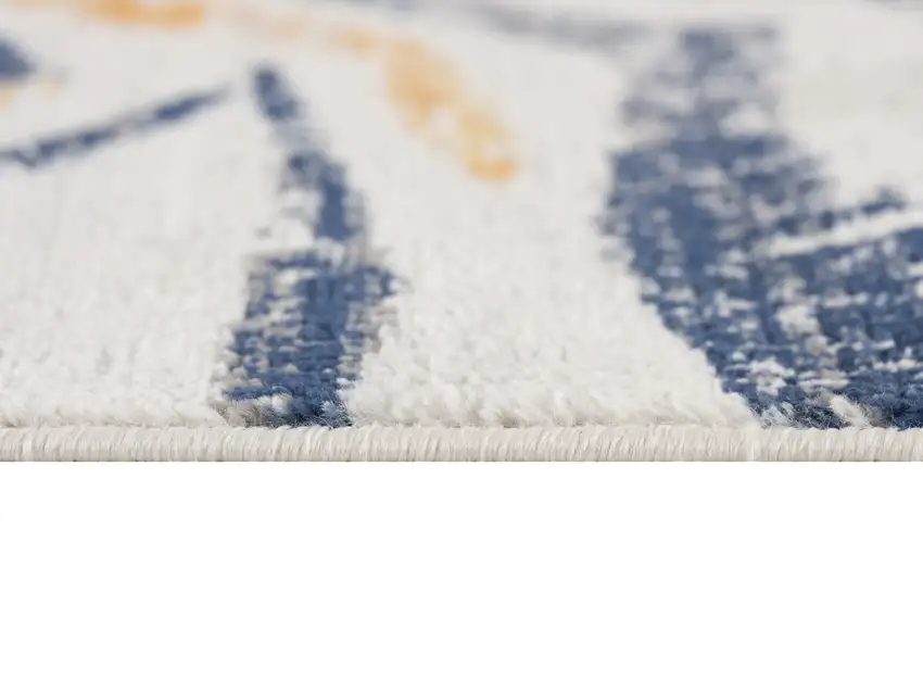 Blue and Gold Abstract Area Rug Photo 4