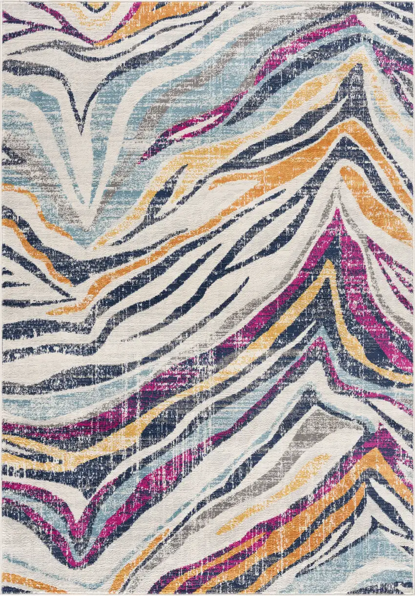 Blue and Gold Abstract Area Rug Photo 1