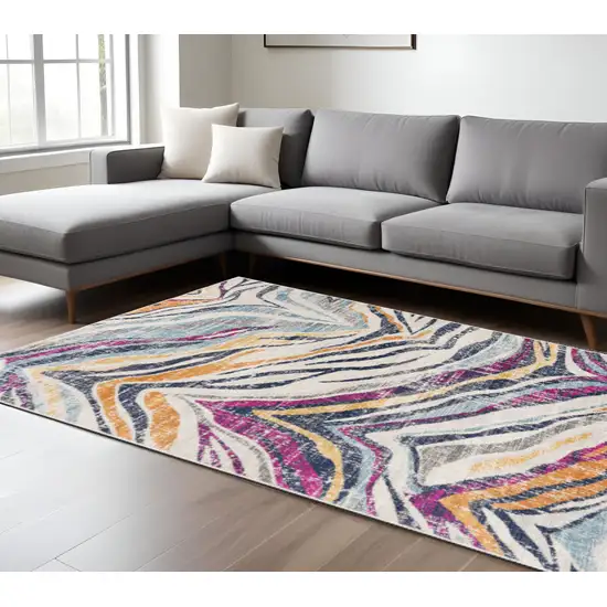 Blue and Gold Abstract Area Rug Photo 2