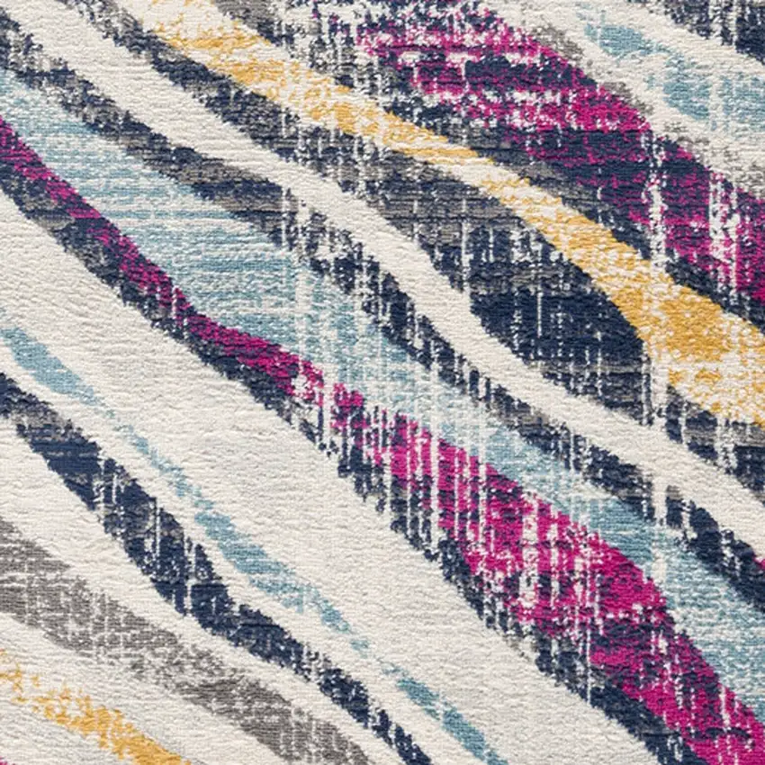 Blue and Gold Zebra Pattern Area Rug Photo 8