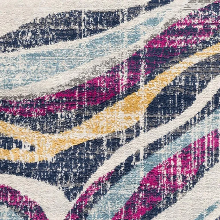 Blue and Gold Zebra Pattern Area Rug Photo 3