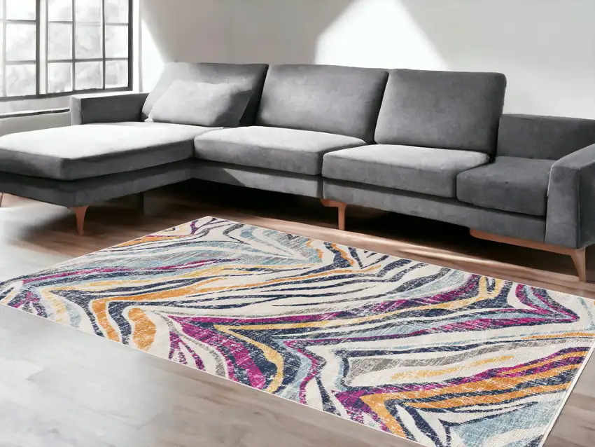 Blue And Gold Camouflage Dhurrie Area Rug Photo 1