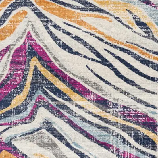 Blue and Gold Zebra Pattern Runner Rug Photo 6