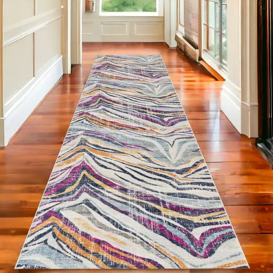 Teal Blue Camouflage Dhurrie Runner Rug Photo 1