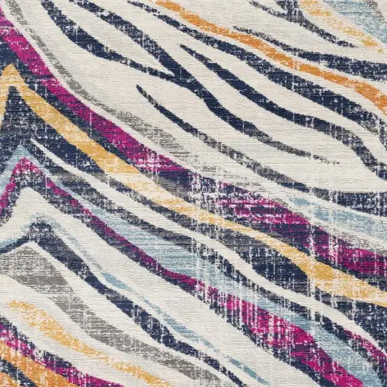 Blue and Gold Zebra Pattern Runner Rug Photo 6