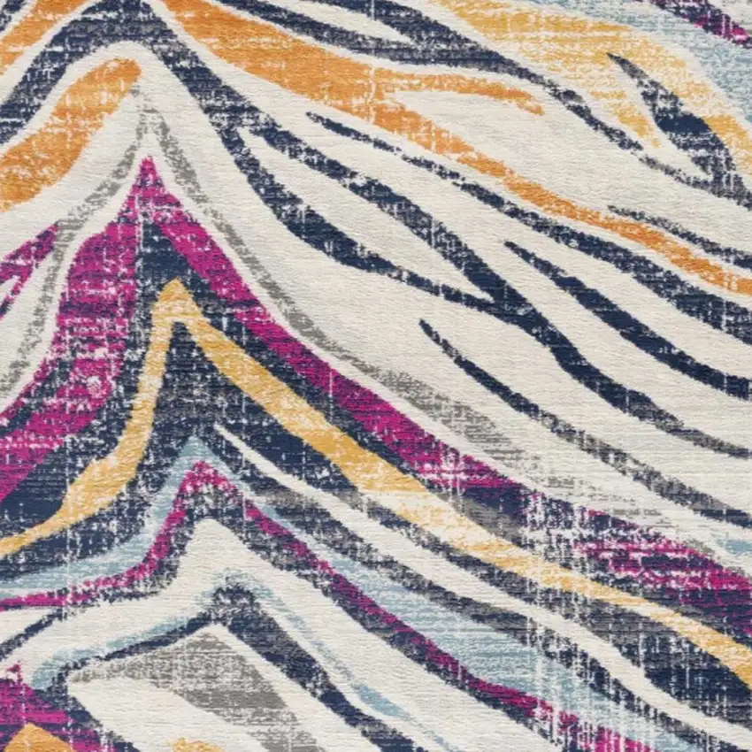 Blue and Gold Zebra Pattern Runner Rug Photo 6