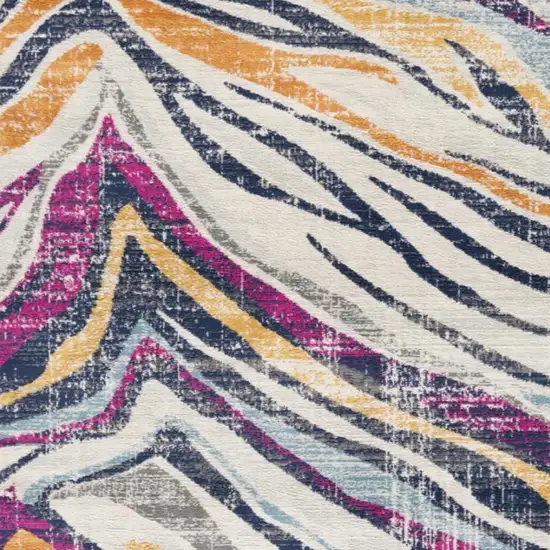 Blue and Gold Zebra Pattern Runner Rug Photo 6