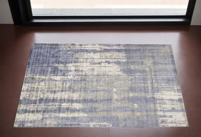 Blue and Gray Abstract Area Rug Photo 1