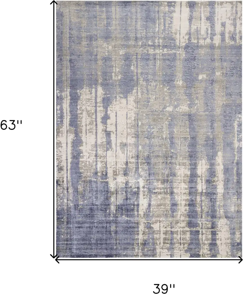 Blue and Gray Abstract Area Rug Photo 5