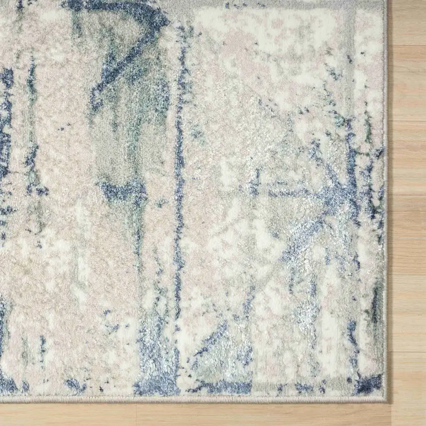 Blue and Gray Abstract Area Rug Photo 6