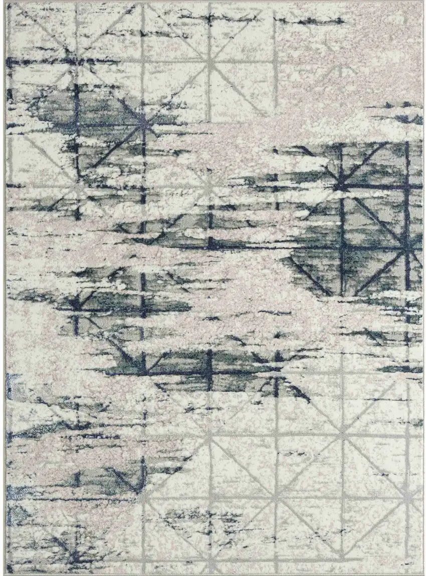 Blue and Gray Abstract Area Rug Photo 2