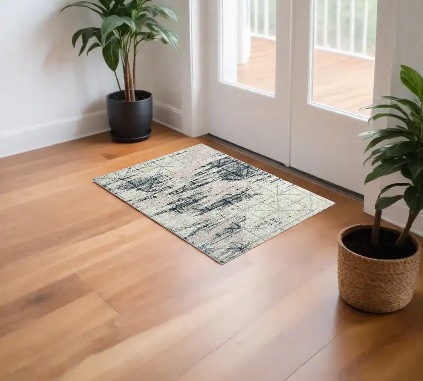 Blue and Gray Abstract Area Rug Photo 1
