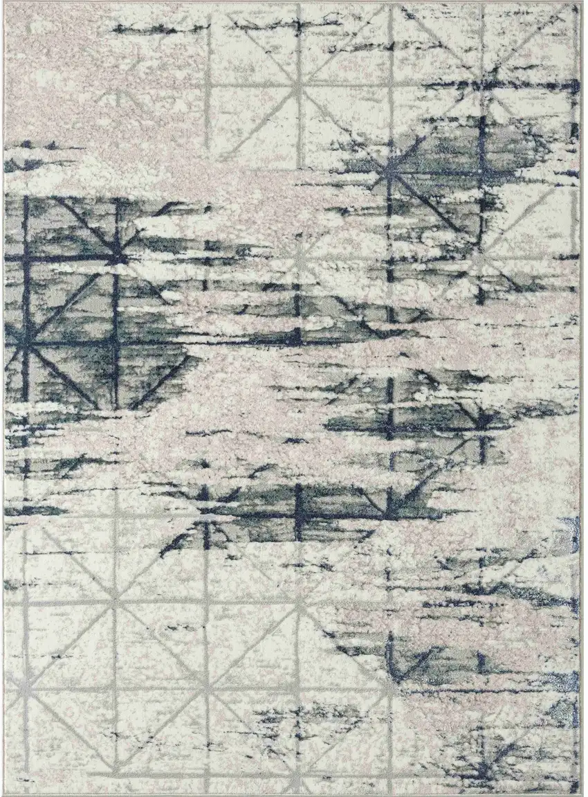 Blue and Gray Abstract Area Rug Photo 5