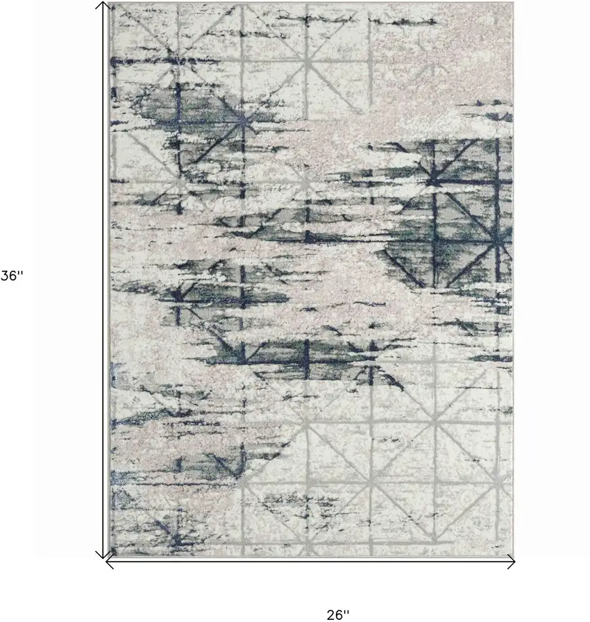 Blue and Gray Abstract Area Rug Photo 3