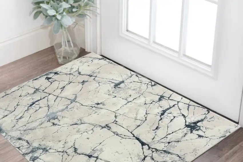 Blue and Gray Abstract Area Rug Photo 1