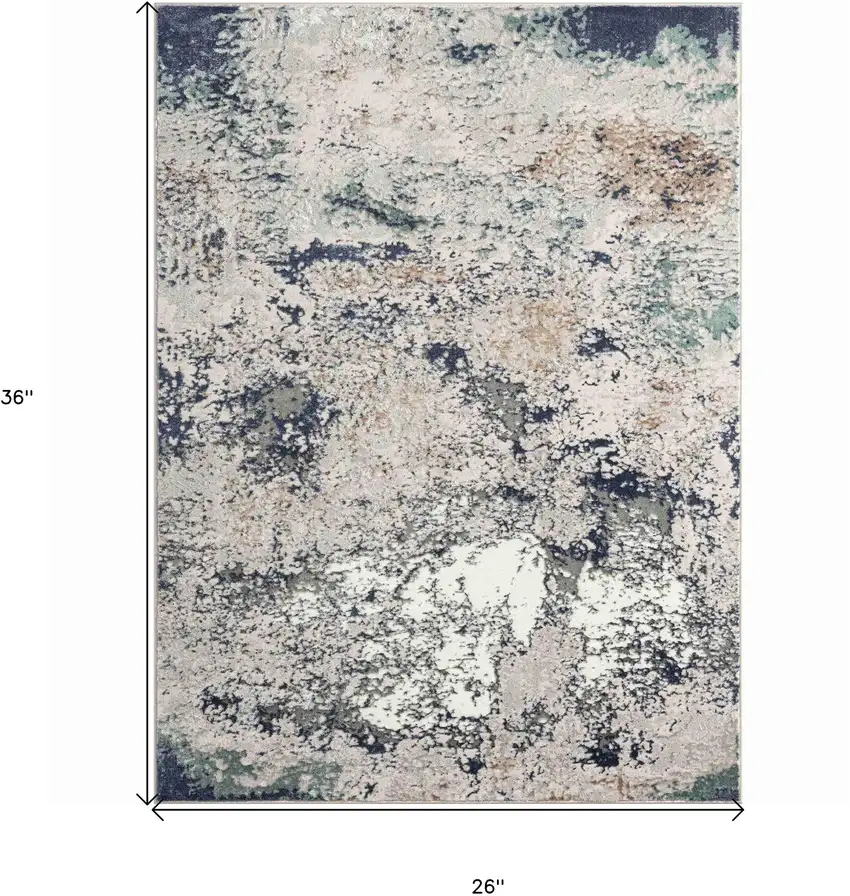 Blue and Gray Abstract Area Rug Photo 3