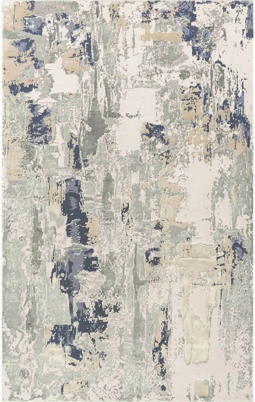 Blue and Gray Abstract Area Rug Photo 1