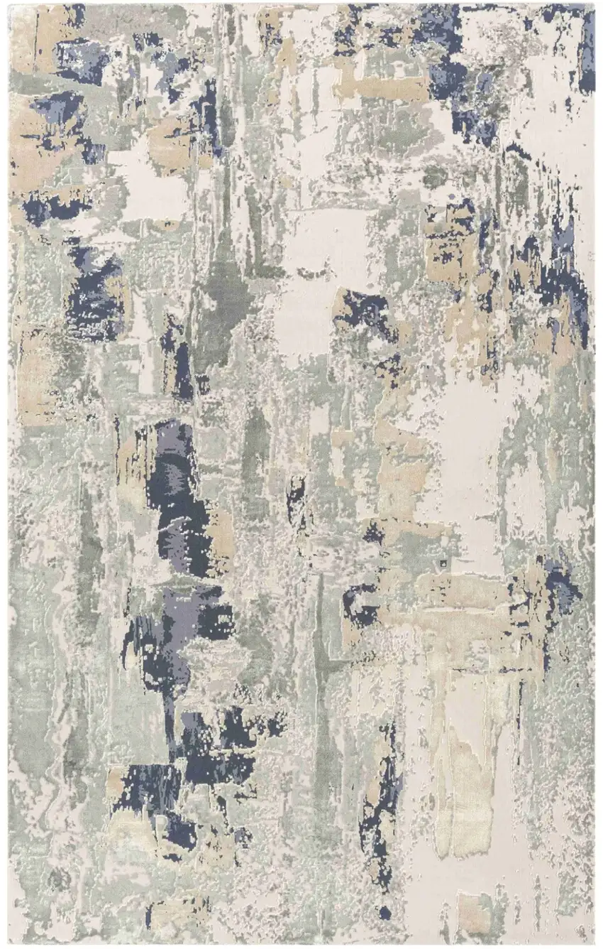 Blue and Gray Abstract Area Rug Photo 1