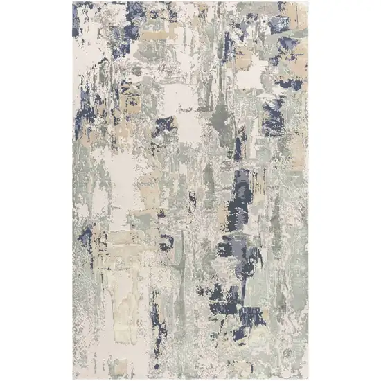 Blue and Gray Abstract Area Rug Photo 3