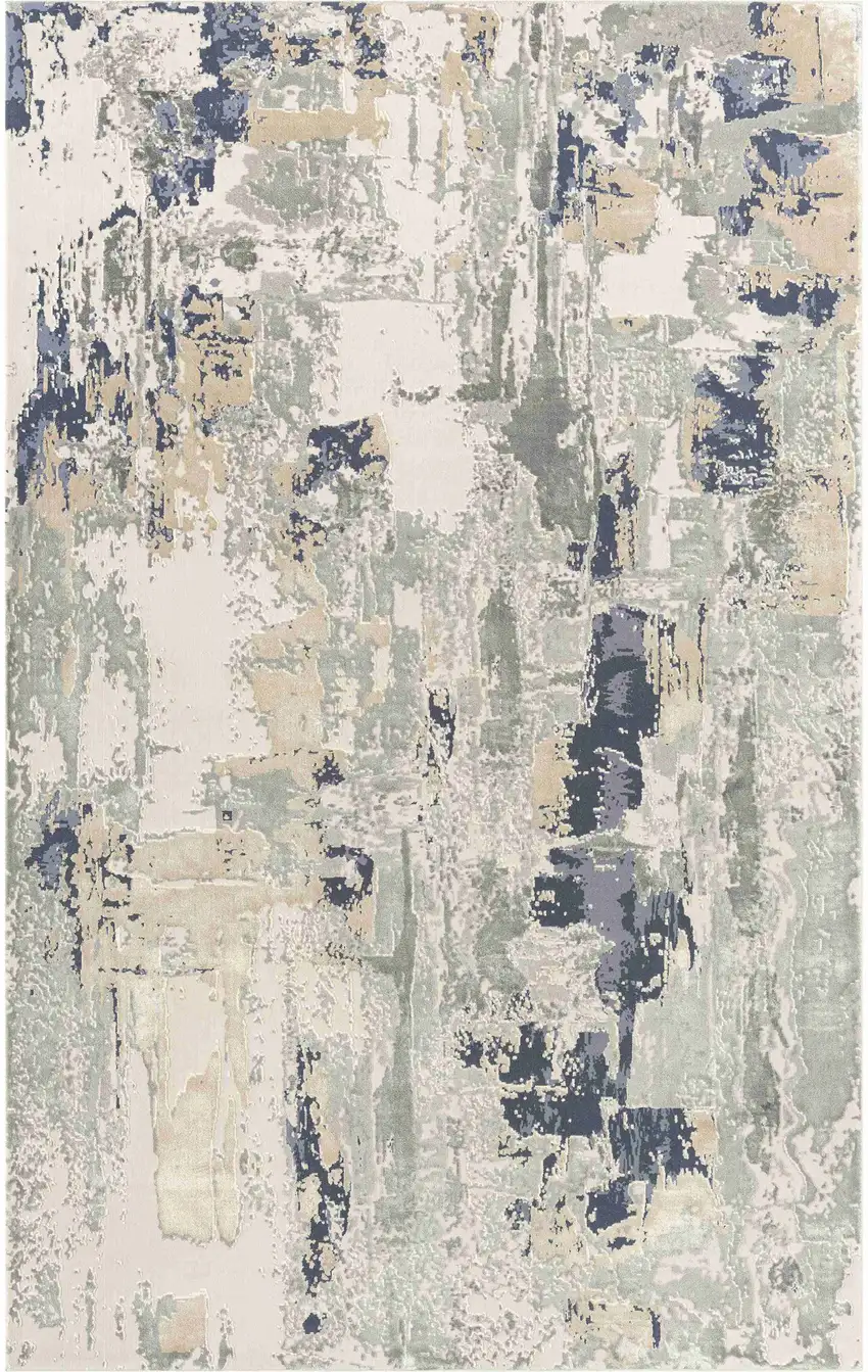 Blue and Gray Abstract Area Rug Photo 5